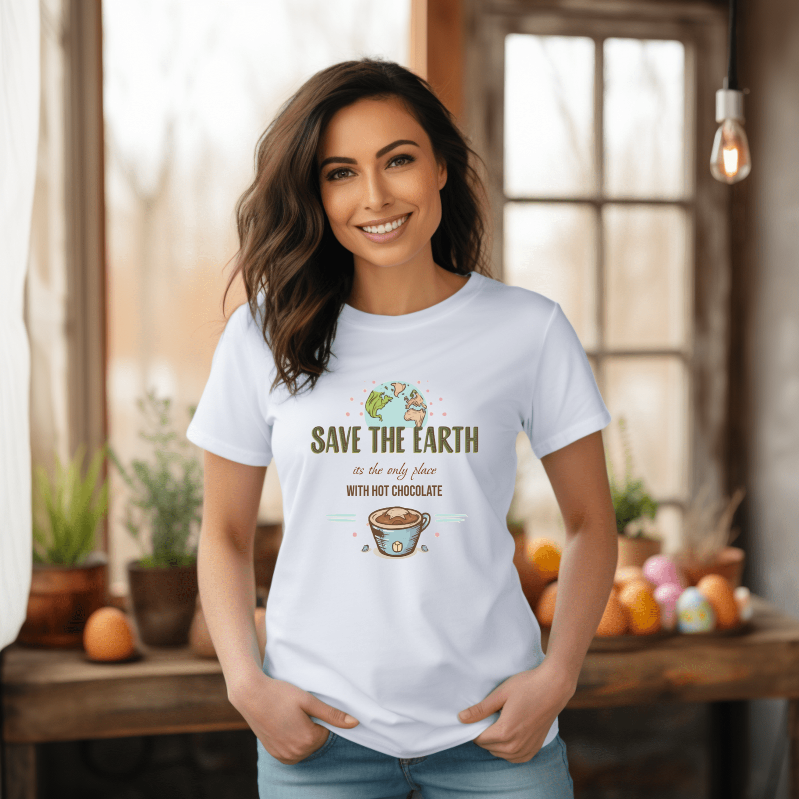 Save the Earth, its the only place with hot chocolate - T-Shirt  - Arsashi