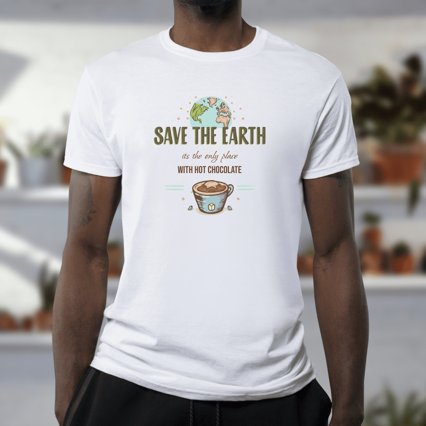 Save the Earth, its the only place with hot chocolate - T-Shirt  - Arsashi