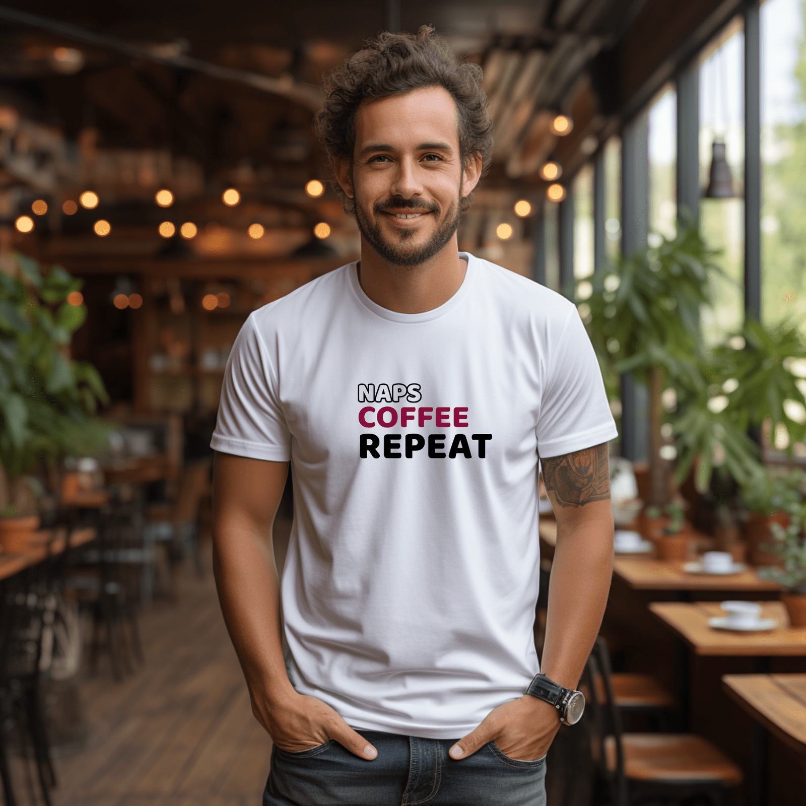 Naps, Coffee, Repeat - T-Shirt  - Arsashi