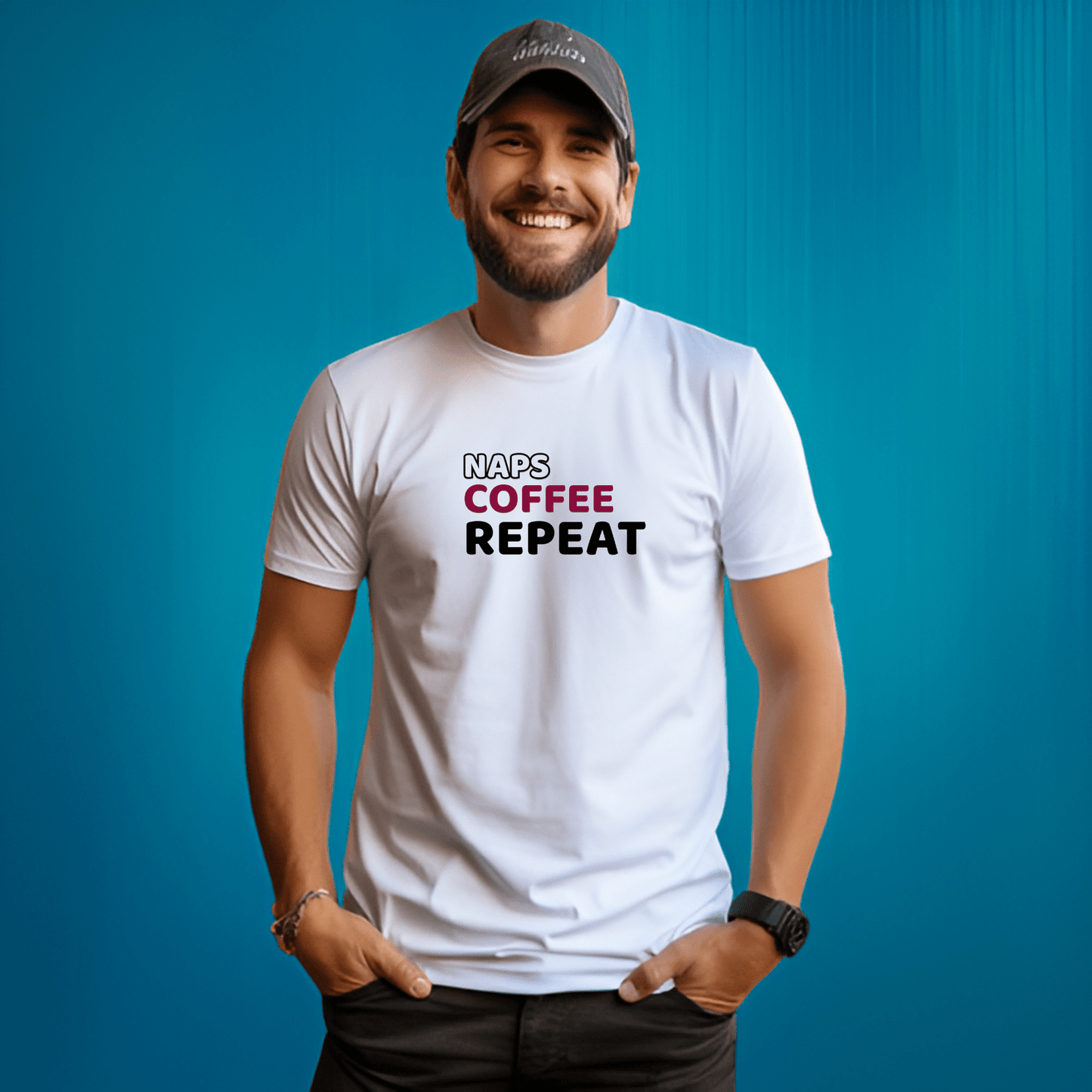 Naps, Coffee, Repeat - T-Shirt  - Arsashi