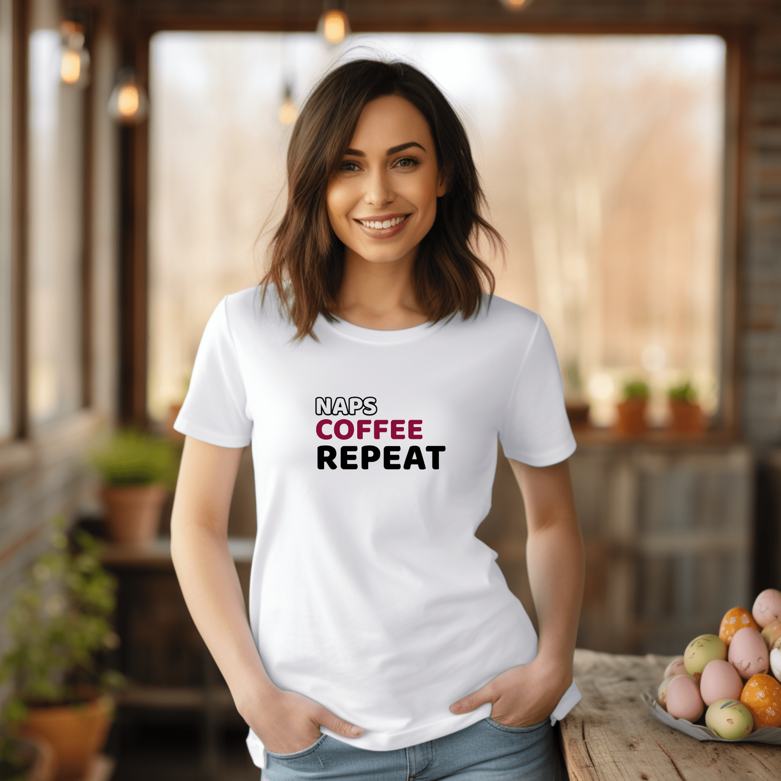 Naps, Coffee, Repeat - T-Shirt  - Arsashi