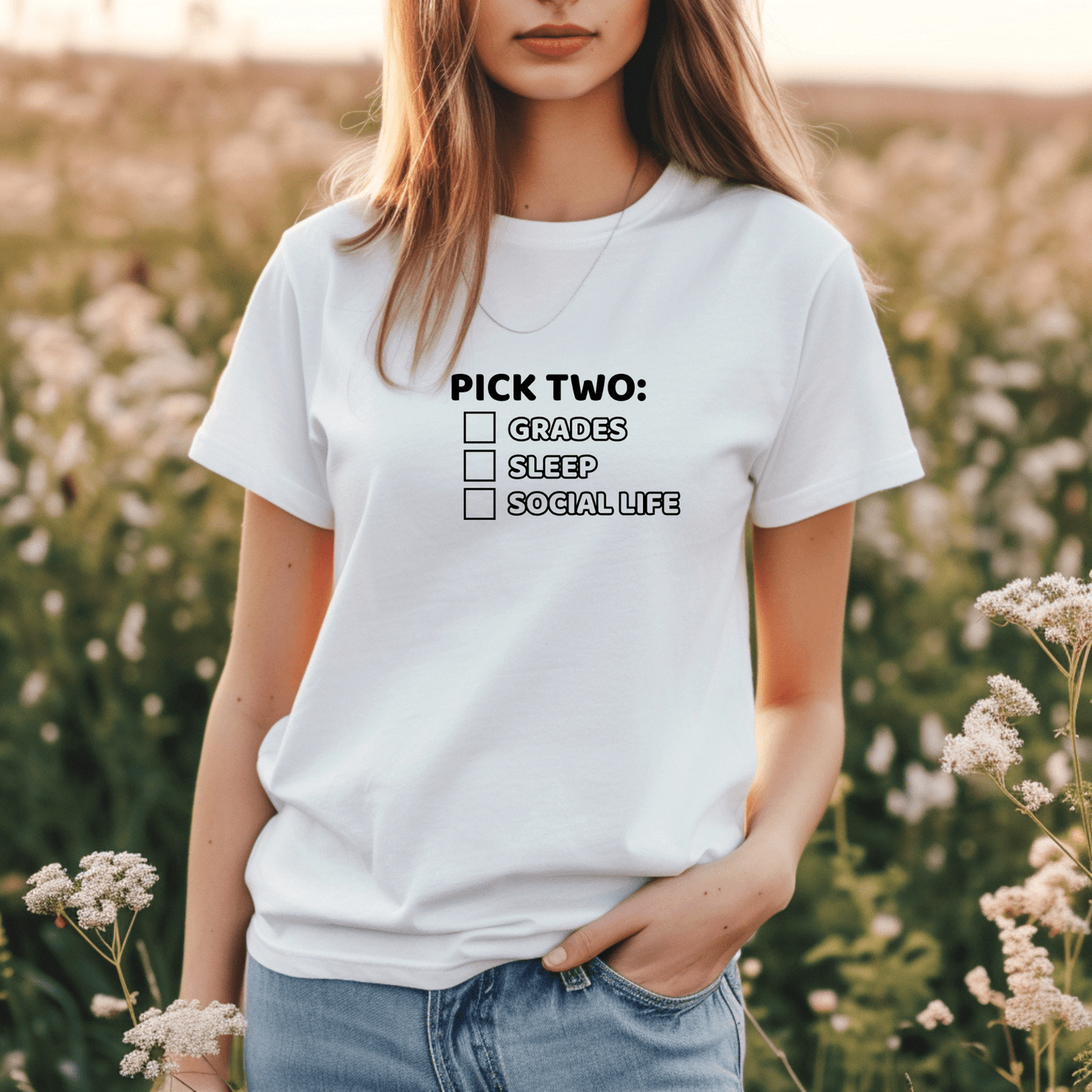 Pick Two: Grades, Sleep and Social Life - T-Shirt  - Arsashi